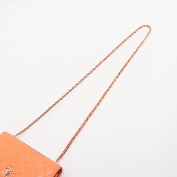 Chanel Trendy Multicolor Chanel Logo Lambskin Chain Wallet On Chain Orange - Picture 5 of 11